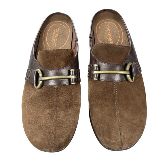 Rockport DMX Brown Suede Leather Women 10 M Waterproof Hydro-shield Shoes Slide - Picture 3 of 8